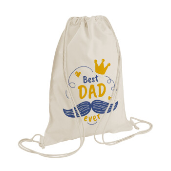 Best dad ever ο Βασιλιάς, Τσάντα πλάτης πουγκί GYMBAG natural (28x40cm)