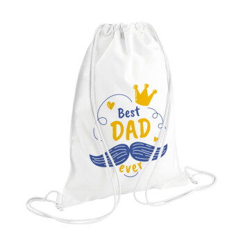 Best dad ever ο Βασιλιάς, Τσάντα πλάτης πουγκί GYMBAG λευκή (28x40cm)