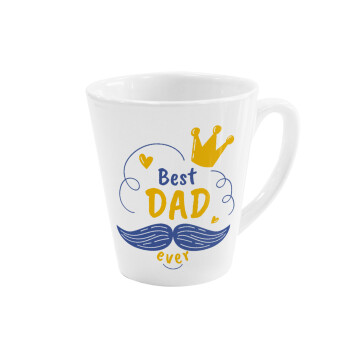 Best dad ever ο Βασιλιάς, Κούπα κωνική Latte Λευκή, κεραμική, 300ml