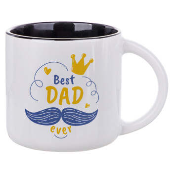 Best dad ever ο Βασιλιάς, Κούπα κεραμική 400ml Λευκή/Μαύρη