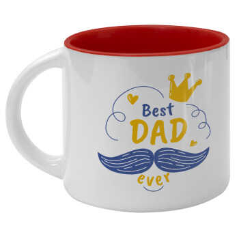 Best dad ever ο Βασιλιάς, Κούπα κεραμική 400ml Λευκή/Κόκκινη
