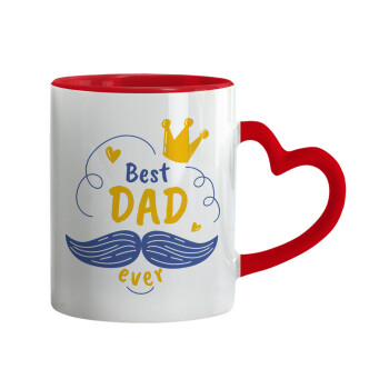 Best dad ever ο Βασιλιάς, Mug heart red handle, ceramic, 330ml