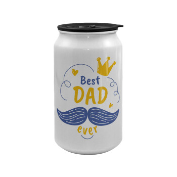 Best dad ever ο Βασιλιάς, Κούπα ταξιδιού μεταλλική με καπάκι (tin-can) 500ml