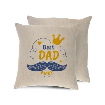 Best dad ever ο Βασιλιάς, Μαξιλάρι καναπέ ΛΙΝΟ 40x40cm περιέχεται το  γέμισμα