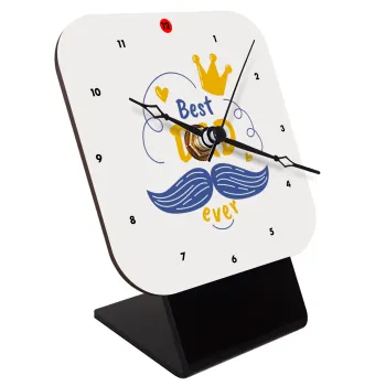 Best dad ever ο Βασιλιάς, Επιτραπέζιο ρολόι ξύλινο με δείκτες (10cm)