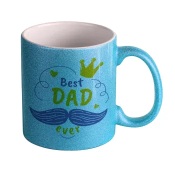 Best dad ever ο Βασιλιάς, Κούπα Σιέλ Glitter που γυαλίζει, κεραμική, 330ml