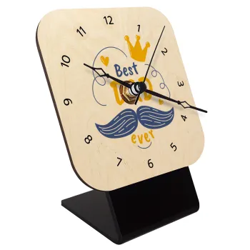 Best dad ever ο Βασιλιάς, Quartz Table clock in natural wood (10cm)