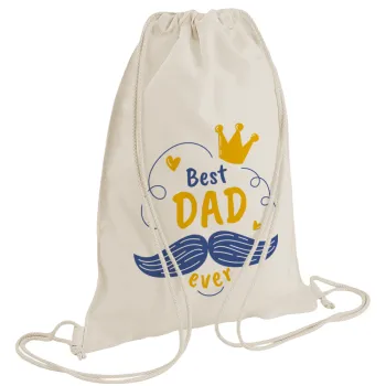 Best dad ever ο Βασιλιάς, Backpack bag GYMBAG natural (28x40cm)