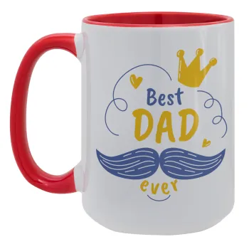 Best dad ever ο Βασιλιάς, Κούπα Mega 15oz, κεραμική Κόκκινη, 450ml