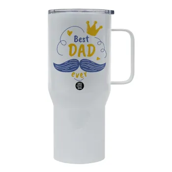 Best dad ever ο Βασιλιάς, Mega Stainless steel Tumbler with lid, double wall 750L