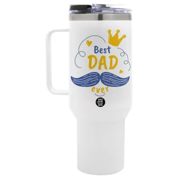 Best dad ever ο Βασιλιάς, Mega Tumbler με καπάκι, διπλού τοιχώματος (θερμό) 1,2L