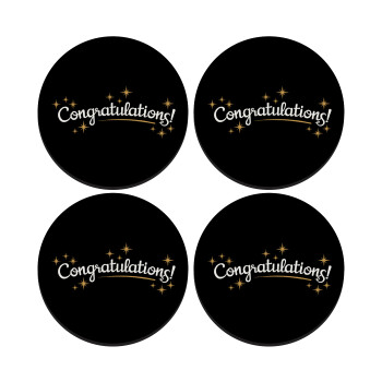 Congratulations, ΣΕΤ 4 Σουβέρ ξύλινα στρογγυλά (9cm)