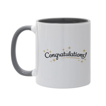 Congratulations, Mug colored grey, ceramic, 330ml