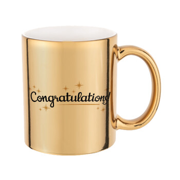 Congratulations, Mug ceramic, gold mirror, 330ml