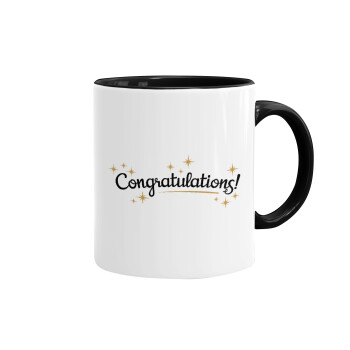 Congratulations, Mug colored black, ceramic, 330ml