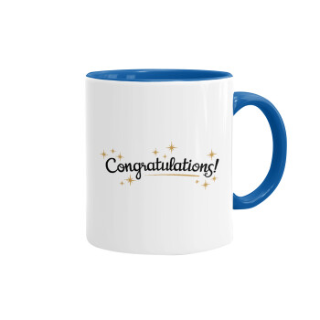 Congratulations, Mug colored blue, ceramic, 330ml