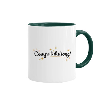 Congratulations, Mug colored green, ceramic, 330ml