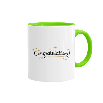 Congratulations, Mug colored light green, ceramic, 330ml