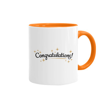 Congratulations, Mug colored orange, ceramic, 330ml