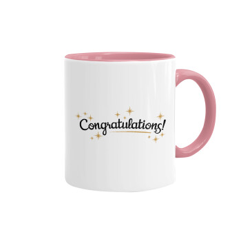 Congratulations, Mug colored pink, ceramic, 330ml