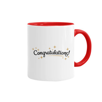 Congratulations, Mug colored red, ceramic, 330ml