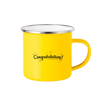 Congratulations, Yellow Enamel Metallic Cup 360ml