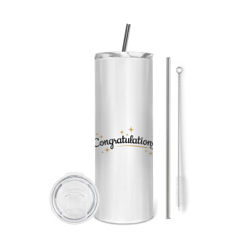 Congratulations, Tumbler stainless steel 600ml, with metal straw & cleaning brush