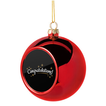 Congratulations, Χριστουγεννιάτικη μπάλα δένδρου Κόκκινη 8cm