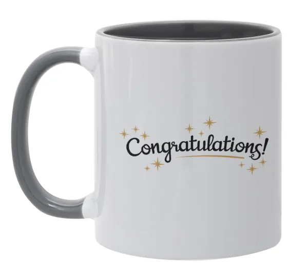 Congratulations — Κούπα χρωματιστή γκρι, κεραμική, 330ml