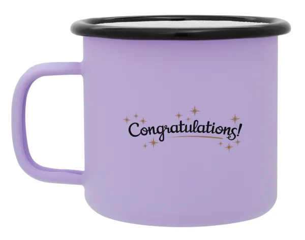 Congratulations — Metal enamel mug, matte light pastel purple, 360ml