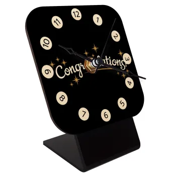 Congratulations, Quartz Table clock in natural wood (10cm)