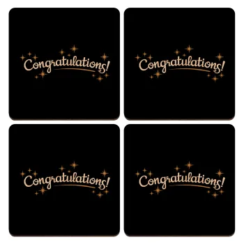 Congratulations, ΣΕΤ x4 Σουβέρ ξύλινα τετράγωνα plywood (9cm)