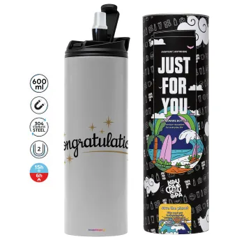 Congratulations, Tumbler ποτήρι θερμό ΓΚΡΙ από ανοξείδωτο ατσάλι 600ml