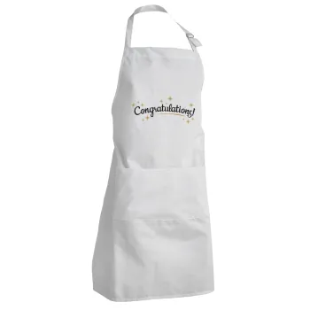 Congratulations, Adult Chef Apron (with sliders and 2 pockets)