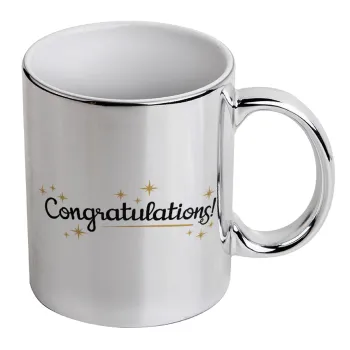 Congratulations, Κούπα κεραμική, ασημένια καθρέπτης, 330ml