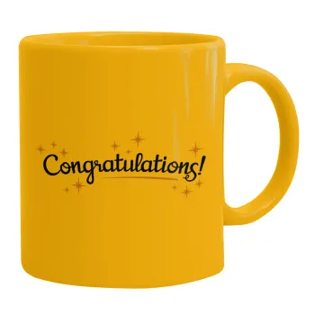 Congratulations, Ceramic coffee mug yellow, 330ml