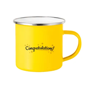 Congratulations, Yellow Enamel Metallic Cup 360ml