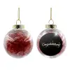 Στολίδι Χριστουγεννιάτικη μπάλα δένδρου διάφανη με κόκκινο γέμισμα 8cm