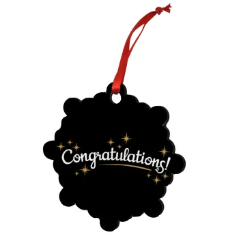 Congratulations, Στολίδι Χριστουγεννιάτικο στολίδι snowflake ξύλινο 7.5cm