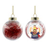 Transparent Christmas tree ball ornament with red filling 8cm
