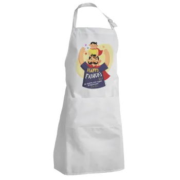 Happy Fathers Day με όνομα, Adult Chef Apron (with sliders and 2 pockets)