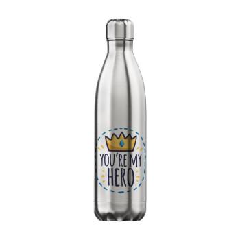 Dad, you are my hero!, Inox (Stainless steel) hot metal mug, double wall, 750ml