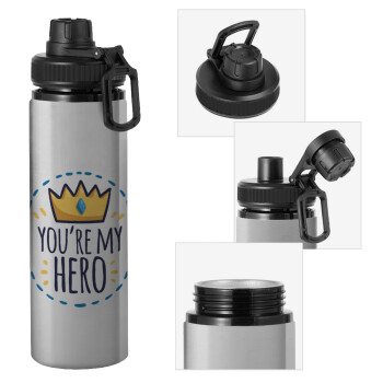 Dad, you are my hero!, Metallic water bottle with safety cap, 850ml aluminum