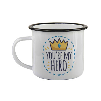 Dad, you are my hero!, Κούπα εμαγιέ με μαύρο χείλος 360ml