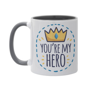 Dad, you are my hero!, Mug colored grey, ceramic, 330ml