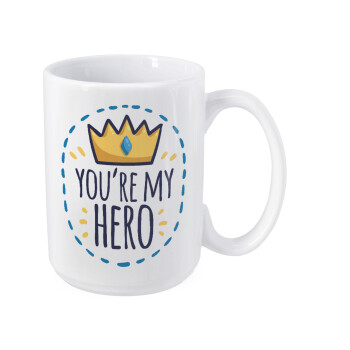 Dad, you are my hero!, Κούπα Mega, κεραμική, 450ml