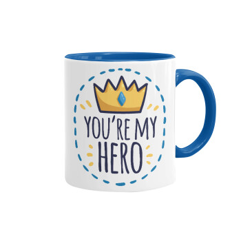 Dad, you are my hero!, Mug colored blue, ceramic, 330ml