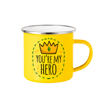 Dad, you are my hero!, Yellow Enamel Metallic Cup 360ml