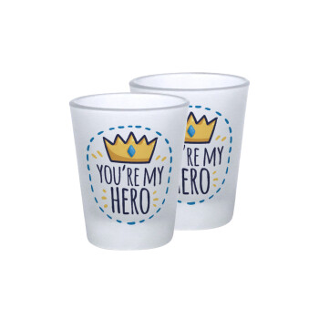 Dad, you are my hero!, Σφηνοπότηρα γυάλινα 45ml του πάγου (2 τεμάχια)