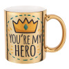 Mug ceramic, gold mirror, 330ml